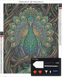 Thumbnail for Gold Feathered diamond painting canvas 40x50cm with included tools - diamond pen, wax, sorting tray, and tweezers
