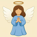 Thumbnail for Diamond Painting of a cartoon angel with blue dress, white wings, and golden halo.