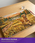 Thumbnail for Finished paint by numbers mockup - Golden Retriever in Field 70x40cm