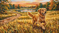 Thumbnail for Golden retriever in autumn field paint by numbers