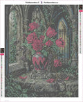 Thumbnail for Diamond painting adhesive canvas preview - Gothic Roses and Tulips Arrangement