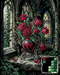 Thumbnail for Gothic Roses and Tulips Arrangement, 40x50 cm diamond painting – finished design preview with a close-up of square drills