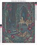 Thumbnail for Diamond painting adhesive canvas preview - Gothic Ruins With Skulls And Candles