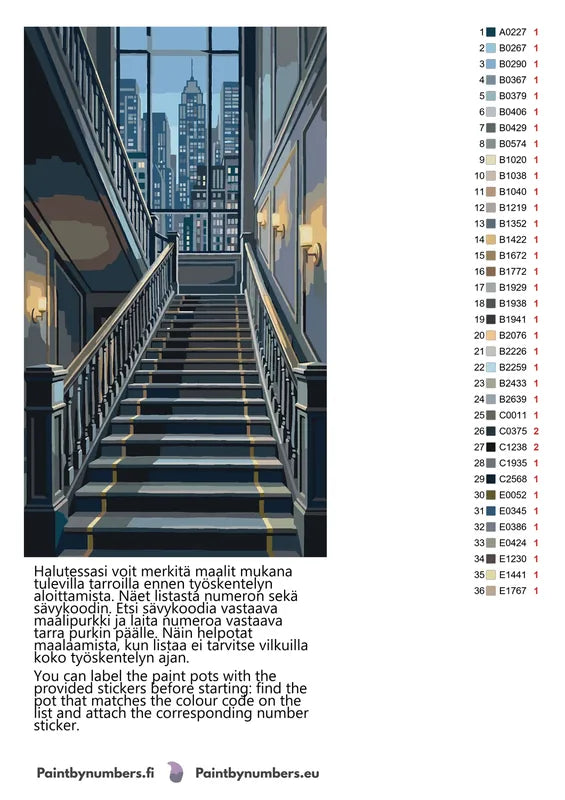 Color chart and instructions - Grand Staircase City View 40x70cm