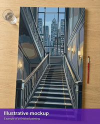 Thumbnail for Illustrative image of the finished paint by numbers - Grand Staircase City View 40x70cm