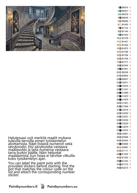 Color chart and instructions - Grand Staircase Interior 70x40cm