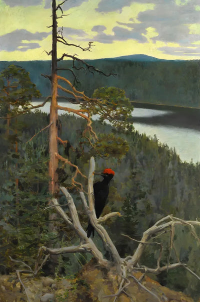 Great Black Woodpecker by Gallen-Kallela, 40x60 cm diamond painting – original artwork the design is made from