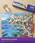 Thumbnail for Finished paint by numbers mockup - Greek Harbor and Village 50x40cm