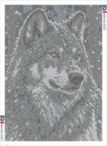 Thumbnail for Diamond painting adhesive canvas preview - Grey Wolf in Heavy Snowfall
