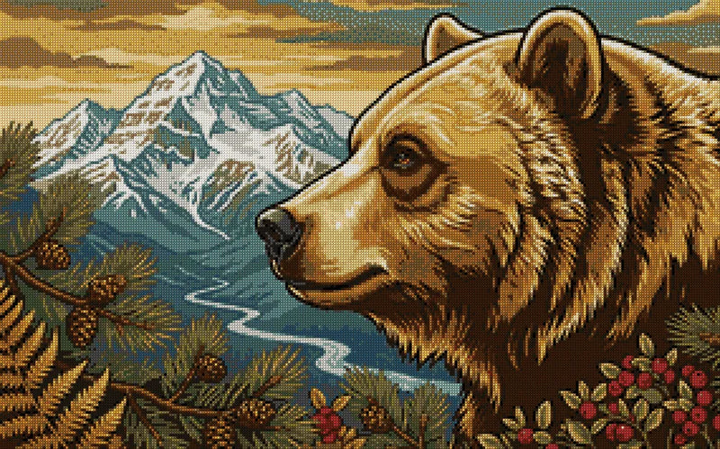 Diamond painting pattern chart - Grizzly Profile