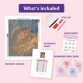 Thumbnail for Guardian at Watch 40x50cm diamond painting kit contents: adhesive canvas, color chart, tools and diamond bags