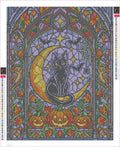 Thumbnail for Diamond painting adhesive canvas preview - Halloween Stained Glass Window