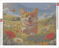 Thumbnail for Happy Corgi in Field diamond painting adhesive canvas 50x40cm