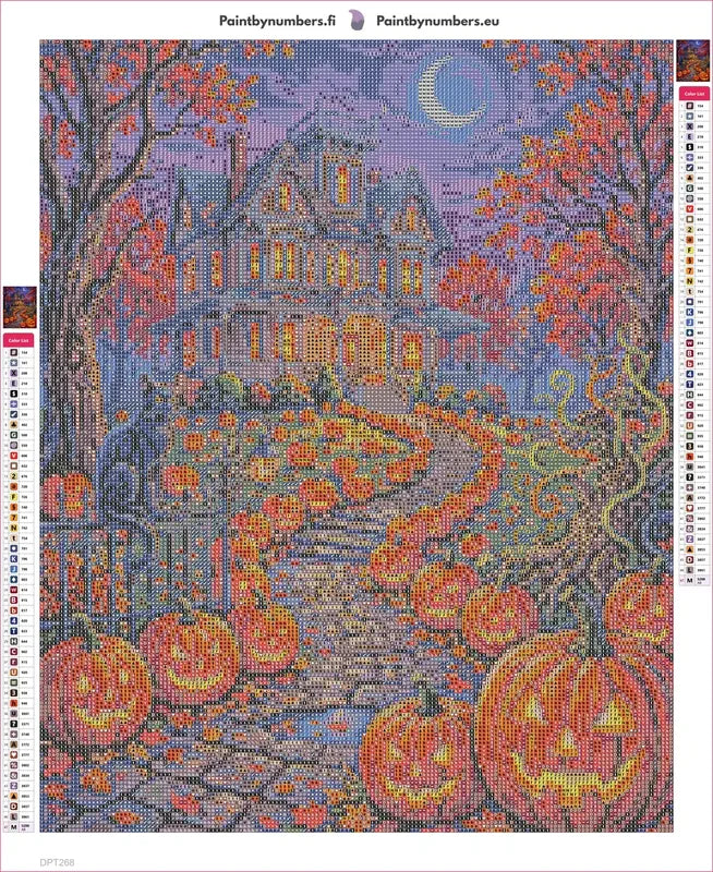 Diamond painting adhesive canvas preview - Haunted House Path