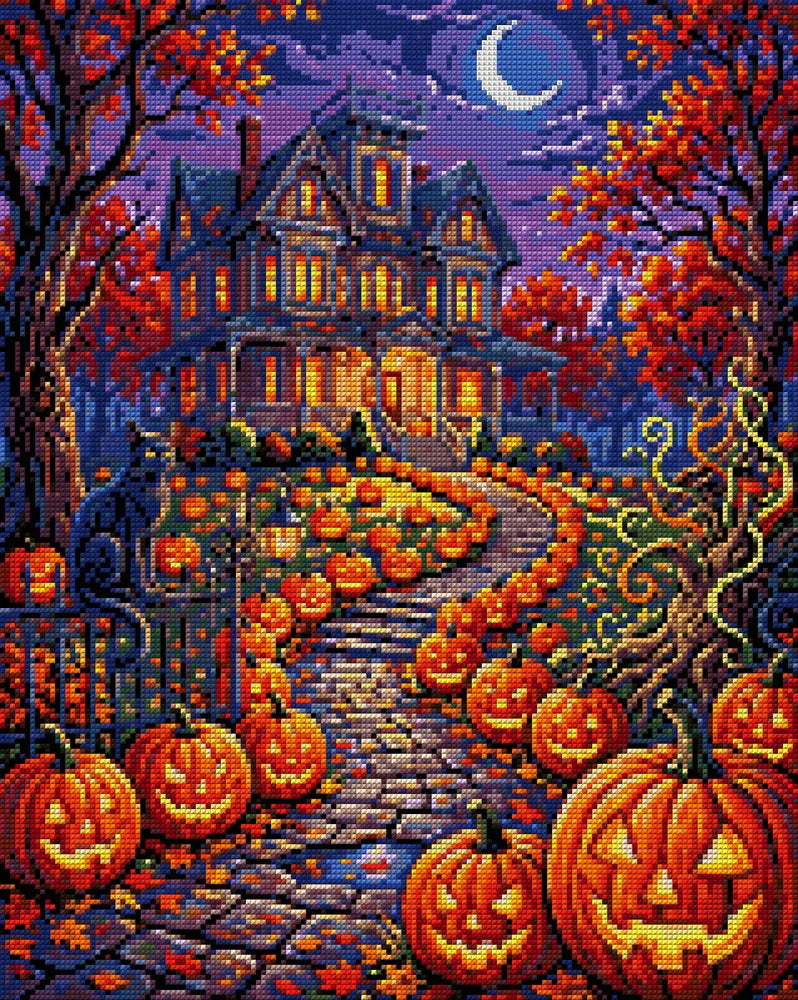 Diamond painting pattern chart - Haunted House Path