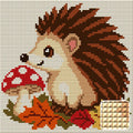 Thumbnail for Hedgehog and Mushroom, 20x20 cm diamond painting – finished design preview with a close-up of square drills