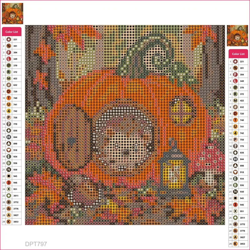 Diamond painting adhesive canvas preview - Hedgehog in a Pumpkin Home