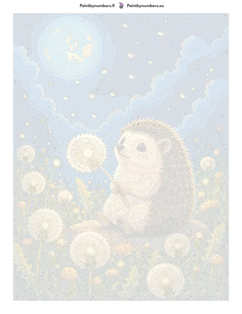 Numbered canvas - Hedgehog with Dandelions 60x80cm