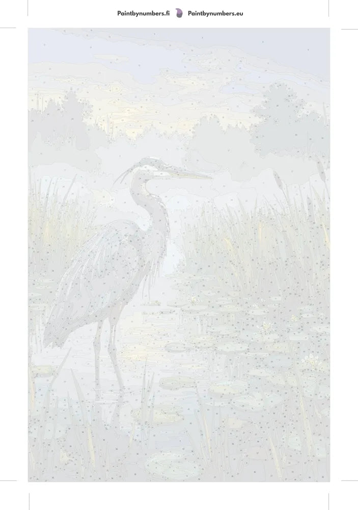 Paint by numbers numbered canvas - Heron in Marsh 40x60cm