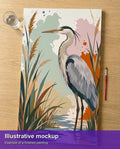 Thumbnail for Illustration of the completed paint by numbers - Heron in Reeds 40x70cm