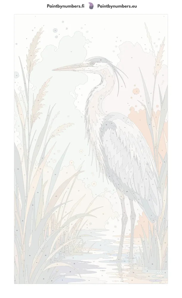 Numbered canvas - Heron in Reeds 40x70cm