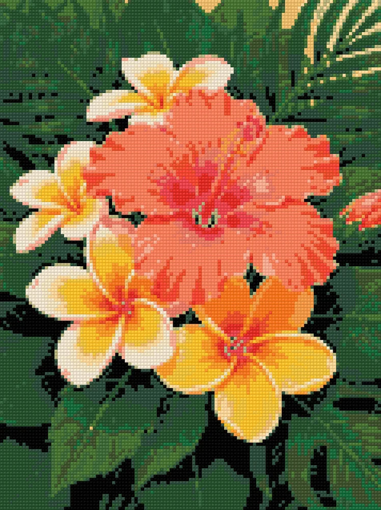 Diamond pattern - Hibiscus and Plumeria