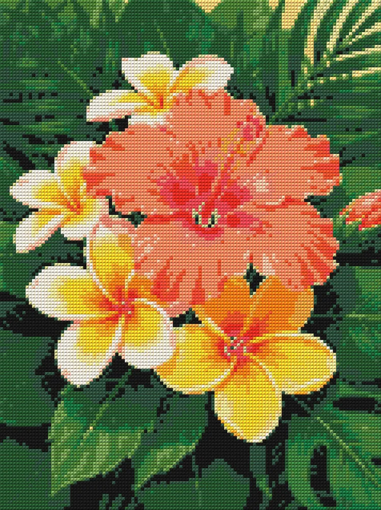Diamond pattern - Hibiscus and Plumeria