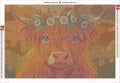 Thumbnail for Highland Cow and Crown diamond painting adhesive canvas 60x40cm