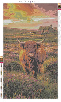 Thumbnail for Highland Cow at Sunset diamond painting adhesive canvas 40x70cm