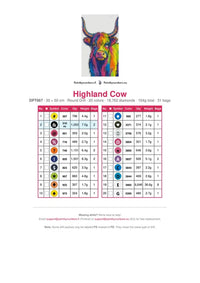 Thumbnail for Highland Cow diamond painting color chart – 20 DMC colors