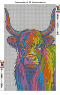 Thumbnail for Highland Cow diamond painting adhesive canvas 30x50cm