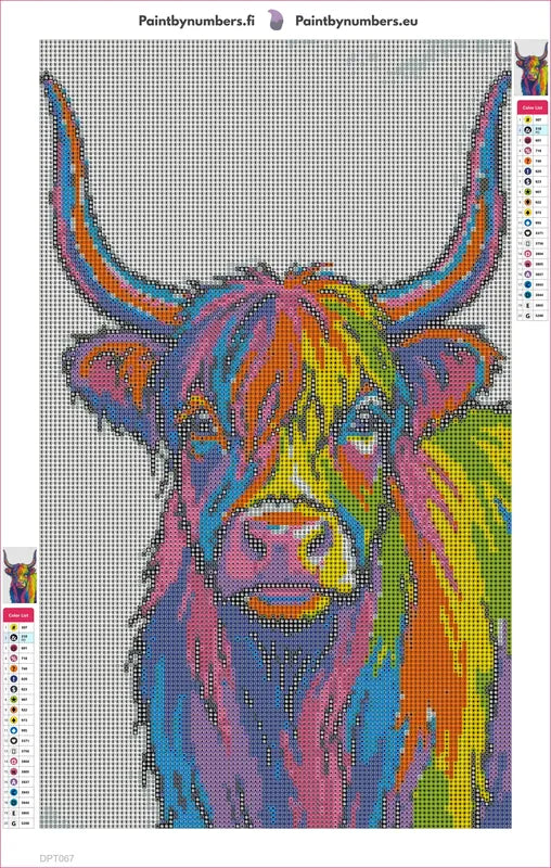 Highland Cow diamond painting adhesive canvas 30x50cm
