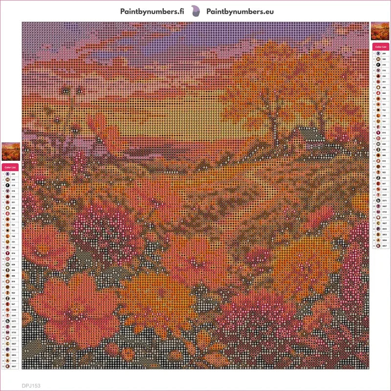 Diamond painting adhesive canvas preview - Hillside Cottage