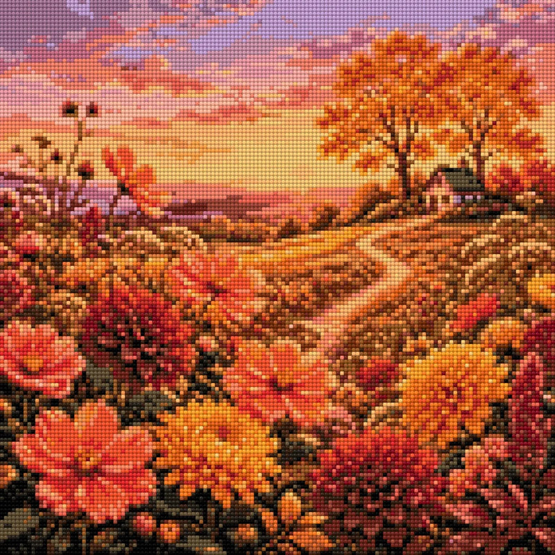Diamond painting pattern chart - Hillside Cottage