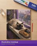 Thumbnail for Finished paint by numbers mockup - Himalayan Cat and Coffee 40x50cm