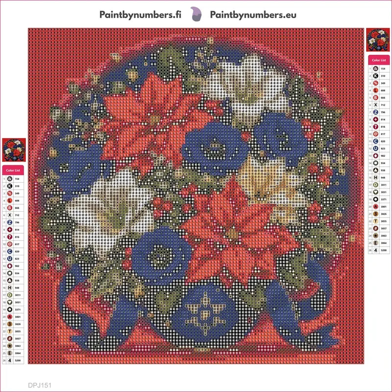 Diamond painting adhesive canvas preview - Holiday Bouquet