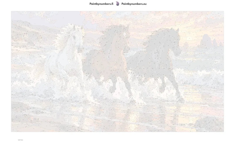 Paint by numbers numbered canvas - Horses in the Surf 70x40cm