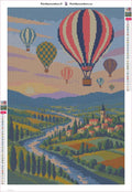Thumbnail for Diamond painting adhesive canvas preview - Hot Air Balloons over the Patchwork Valley