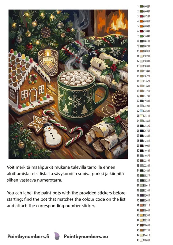 Paint color chart and instructions - Hot Chocolate and Gingerbread 40x50cm