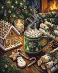 Thumbnail for Hot chocolate, gingerbread house and Christmas decorations paint by numbers.