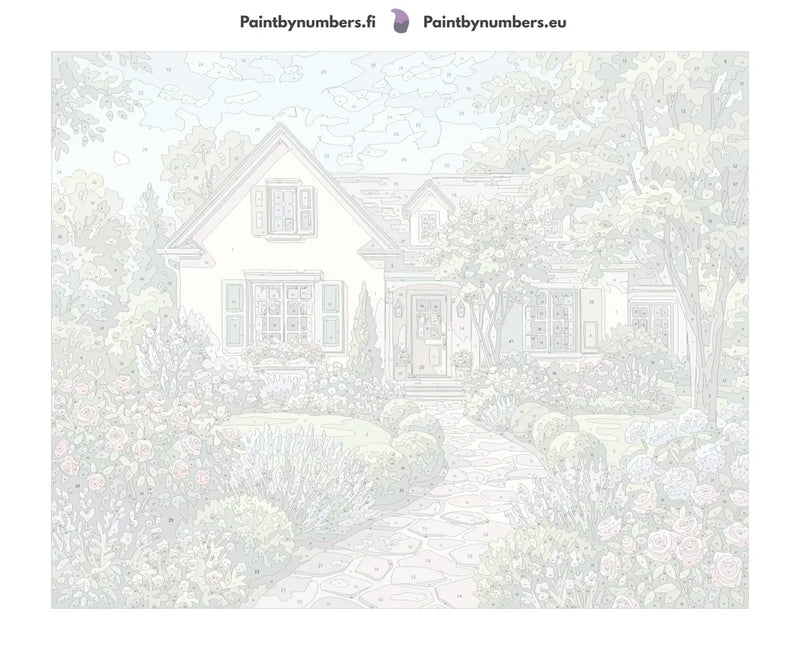 Numbered canvas - House with Flower Garden 50x40cm