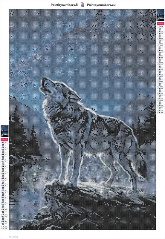 Howling the Moon diamond painting adhesive canvas 40x60cm