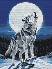 Thumbnail for Howling wolf diamond painting preview – finished diamond work