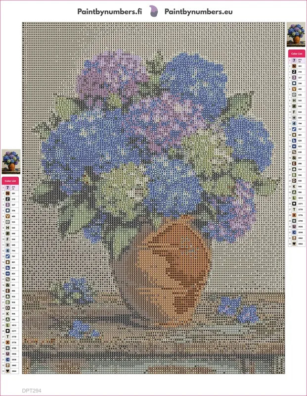 Diamond painting adhesive canvas preview - Hydrangea Still Life