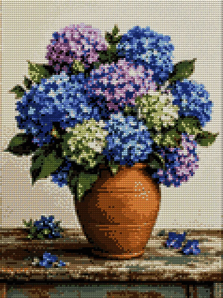Diamond painting pattern chart - Hydrangea Still Life