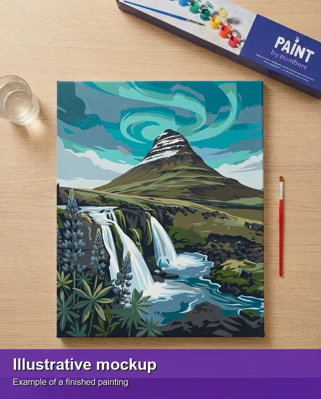 Illustration of the completed paint by numbers - Iceland Travel Poster 40x50cm