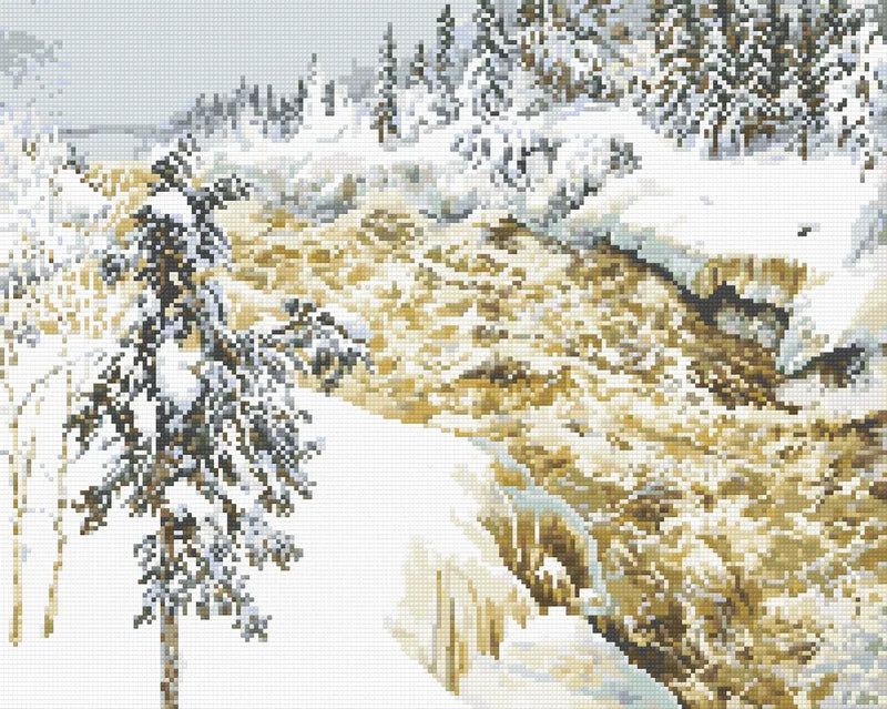 Imatra Falls in Snow by Gallen-Kallela, 50x40 cm diamond painting – finished design preview
