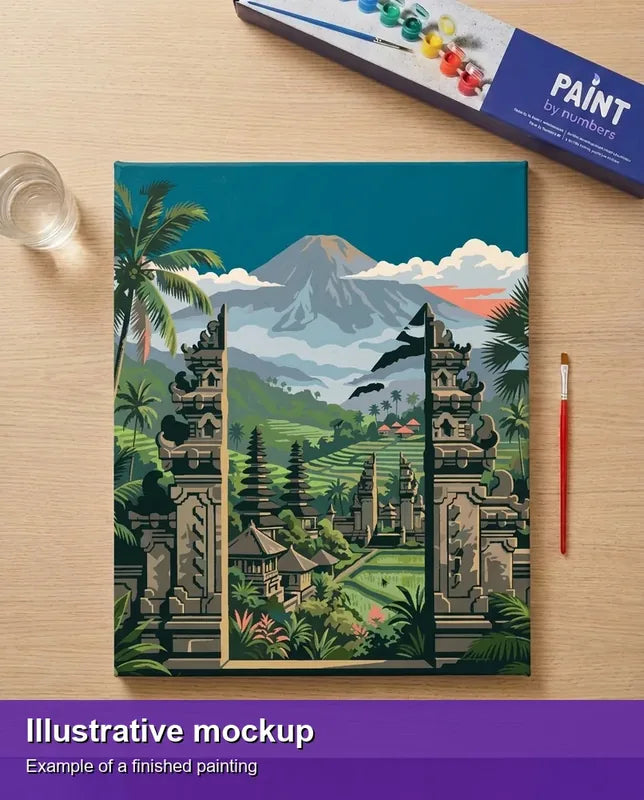 Illustration of the completed paint by numbers - Indonesia Travel Poster 40x50cm