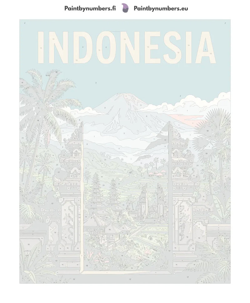 Numbered canvas - Indonesia Travel Poster 40x50cm