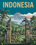 Thumbnail for Indonesia travel poster Paint By Numbers, temple and mountains